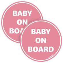 Baby on Board Sticker for Cars (Light Pink - 2 Pack) - Baby on Board - No Magnet or Suction Cup - Baby on Board Safety Sign - Cute and Funny Baby in