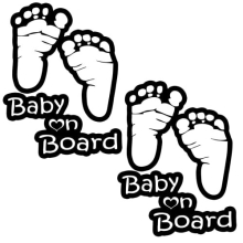 Baby on Board Sticker - (Set of 2) Funny Cute Cool Safety Caution Decal Sign for Car Windows and Bumpers - Footprint ALI-037