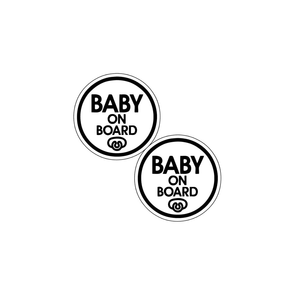 Totomo Baby On Board Sticker - (Set Of 2) Safety Caution Decal Sign Stickers For Cars Windows Bumpers - Baby Pacifier Ali-029