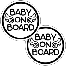 Baby on Board Sticker - (Set of 2) Safety Caution Decal Sign Stickers for Cars Windows Bumpers - Baby Angel ALI-028