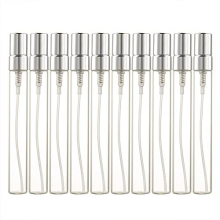 ENSLZ 10 ml 10pcs glassprayflaske genopfyldelig parfume forstøver mini prøve test flaske tynde glas hætteglas (sølv)