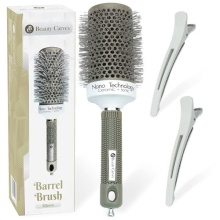 Round Hair Brush, 53mm Barrel with 2 Clips - Blow Dry Hair Brush with Flexible Nylon 66 Bristles - Nano Ionic Heat Resistant Tech for Professional