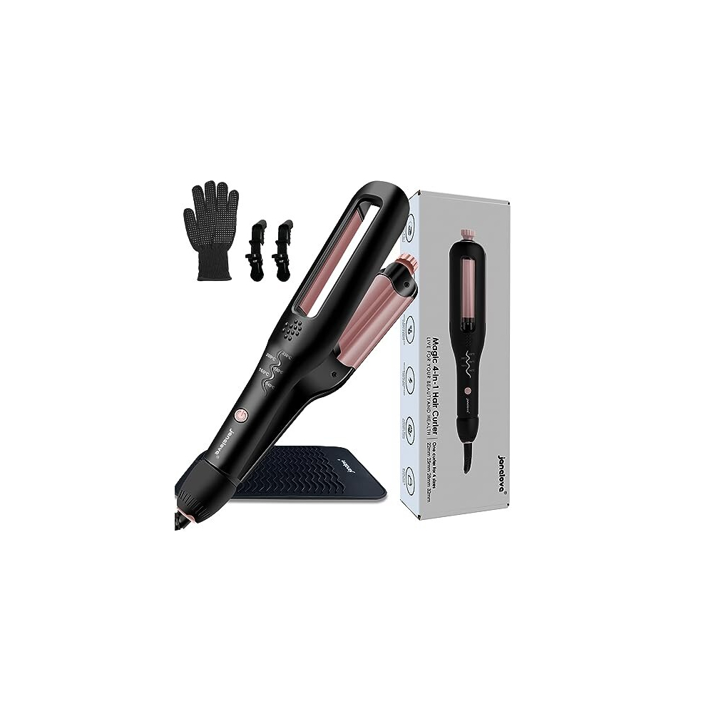 Hair Waver - Adjustable Hair Curler for Beach Waves,4-in-1 Wavy Styles Choices -22mm-25mm-28mm-32mm Curling Wand for Long or Short Hair