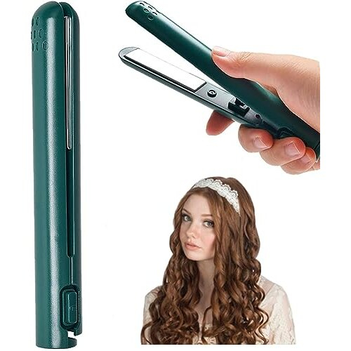 Cordless Hair Straighteners Curler，2 in 1 Mini Dual-Purpose Curling Iron, Heats Up Fast, Portable USB Plug-in Small Hair Curler Iron, Curling Iron