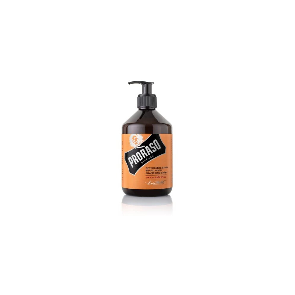 Proraso Beard Wash Wood & Spice, 500Ml, Scented Beard Shampoo Softens, Conditions, And Gently Removes Impurities, Made In Italy