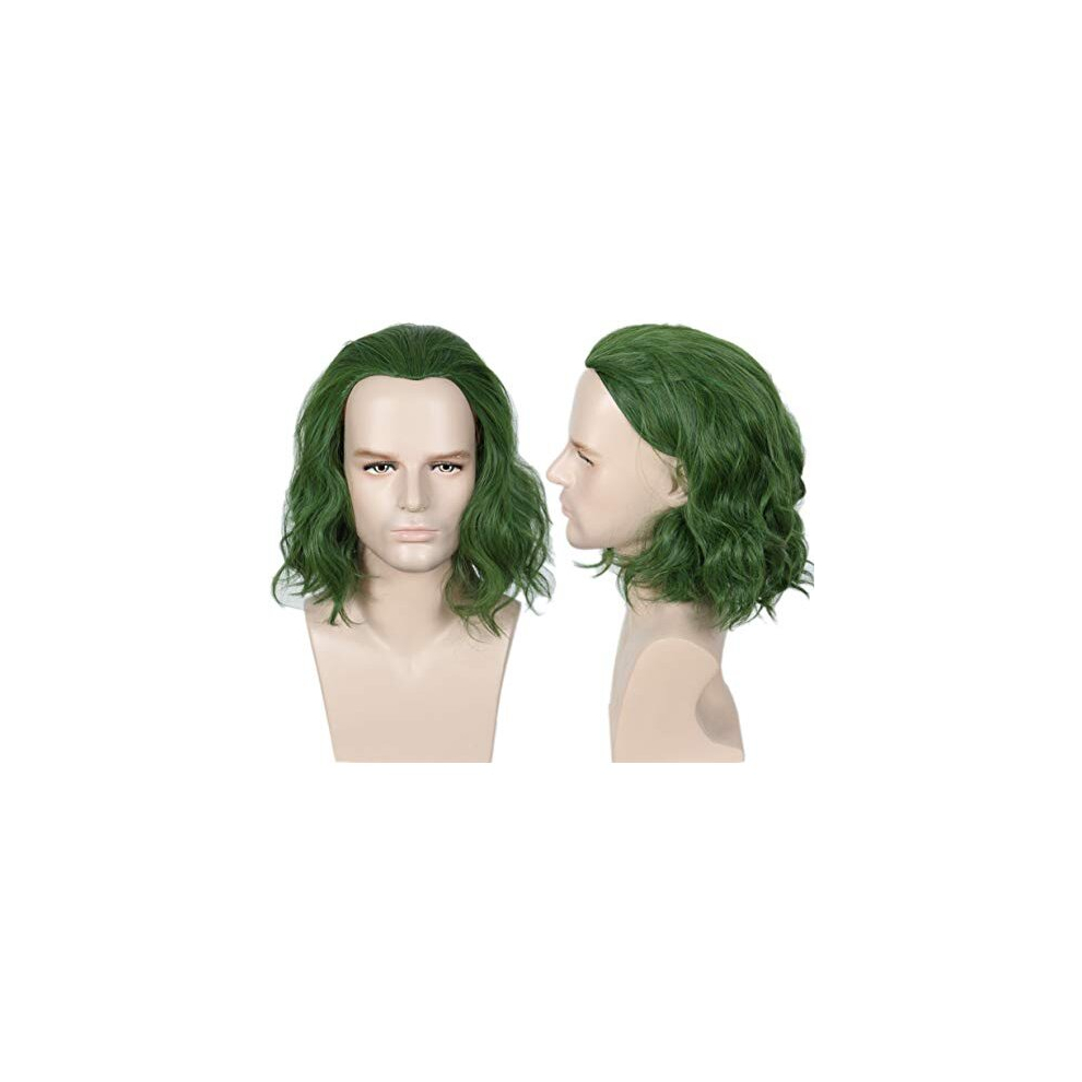 Linfairy Short Green Clown Wig Halloween Cosplay Costume Curly Wig