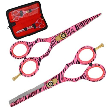 Pink Zebra Professional Barber Scissors Shears Thinning Hairdressing Salon Set