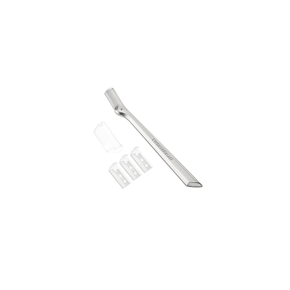 Eyebrow Razor – Stainless Steel Eyebrow Razor Comes with 3 Replacement Blades and Safety Cap, Ideal for Eyebrow Shaping and Suitable for Men & Women