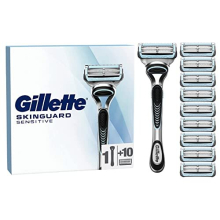 SkinGuard Sensitive Men's Razor, Shaving Razor for Men with Skin Irritation, 1 Handle, 10 Blade Refills