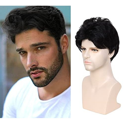 Mens Wigs Short Black Wig for Men Natural Synthetic Layered Wigs Replacement Wig for Male Daily Wear Party Cospaly Costume Halloween on OnBuy