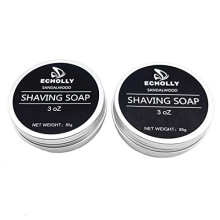 Echolly Shaving Soap Cream 2-Pack (2x3 oz) for Men - Sandalwood Shave Soap for Brush & Bowl - Rich Lather, Long-Lasting