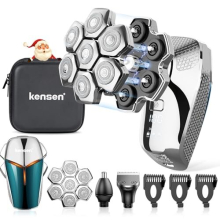 Head Shavers for Men, KENSEN 7D Electric Razor Bald Men with Replacement Blade Rechargeable Rotary Shaver LED Display Grooming Kit and Wet/Dry