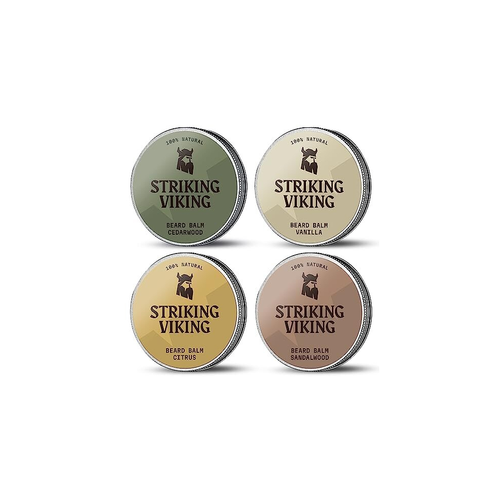 Striking Viking Beard Balm For Men - Leave In Beard Conditioner - Beard Balm Made With Naturally Derived Beard Butter Argan & Jojoba Beard Oils - (Citrus Vanil