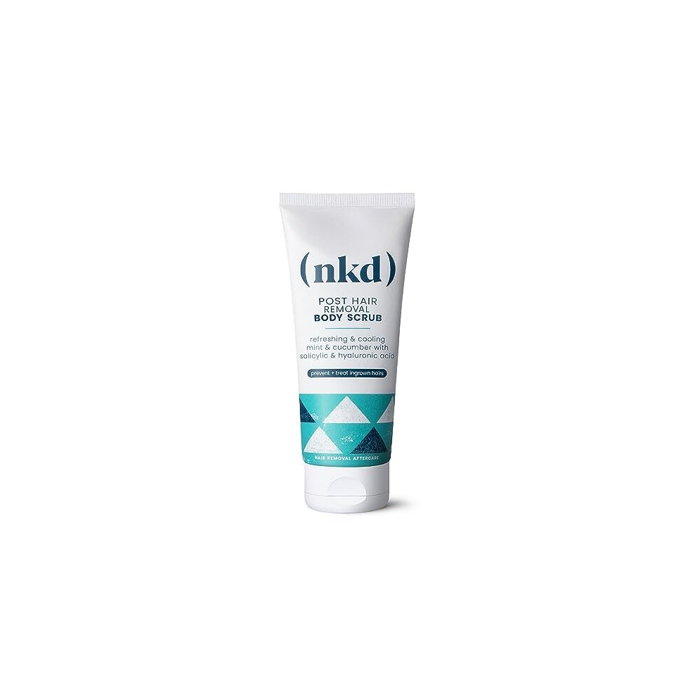 (nkd) Exfoliating Body Scrub - Smoothing Mint & Cucumber - Post-Waxing Exfoliator Treatment for Ingrown Hair - Body Scrub for Pubic Area - Waxing