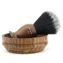 Shaving Brush Set Synthetic Hair Shaving Brush and Soap Bowl Elegant Vintage Shaving kit for Men -Eco Friendly Vegan Bristle and Durable Wooden