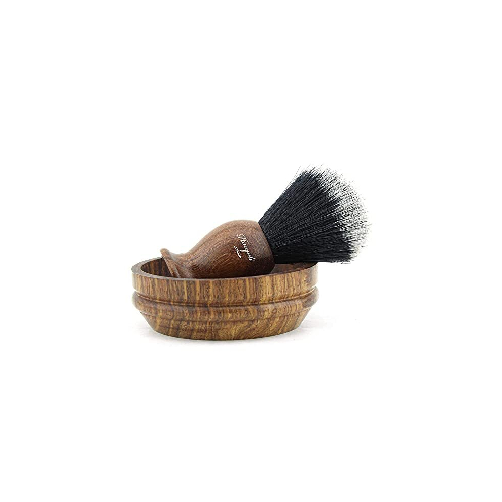 Shaving Brush Set Synthetic Hair Shaving Brush and Soap Bowl Elegant Vintage Shaving kit for Men -Eco Friendly Vegan Bristle and Durable Wooden