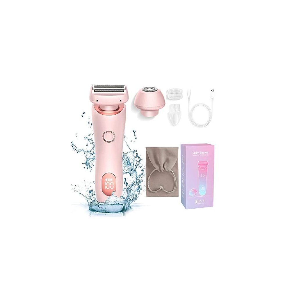 Lady Shavers for Women, 2-in-1 Ladies Shavers Rechargeable for Arm Leg Face Pubic Area, Electric Bikini Trimmer Women Cordless Womens Shaver with