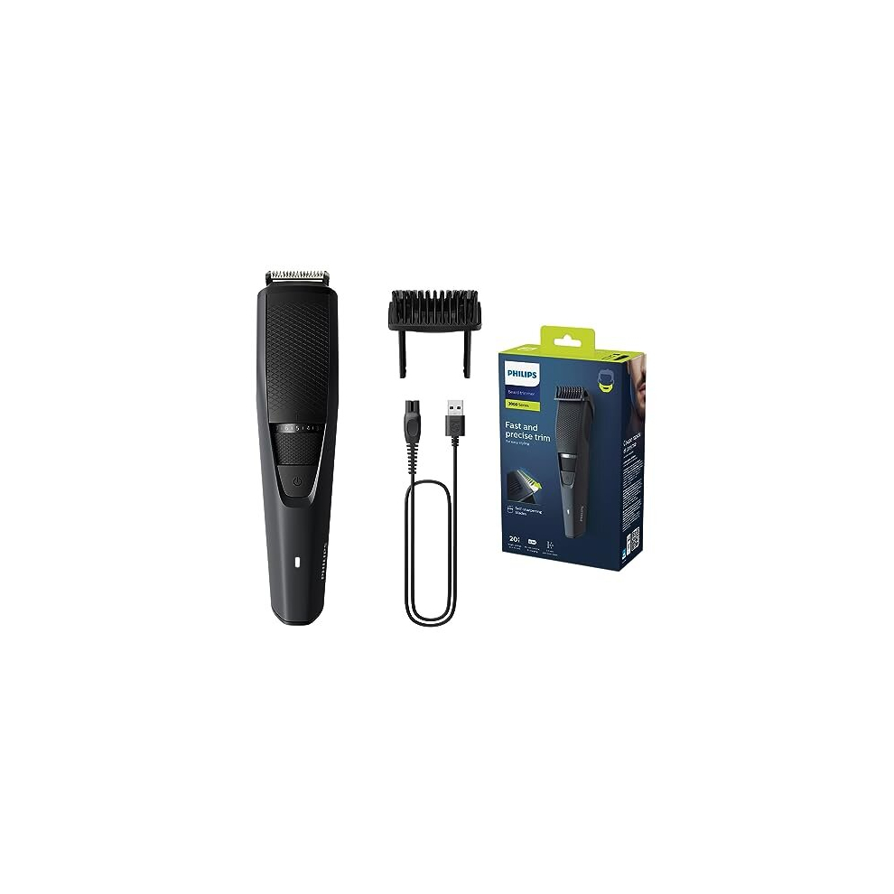 Beard Trimmer Series 3000 - Electric Beard Trimmer for Men with Self-Sharpening Blades, Lift & Trim System, 60Â Min Cordless Use and 1Â Hour Charge