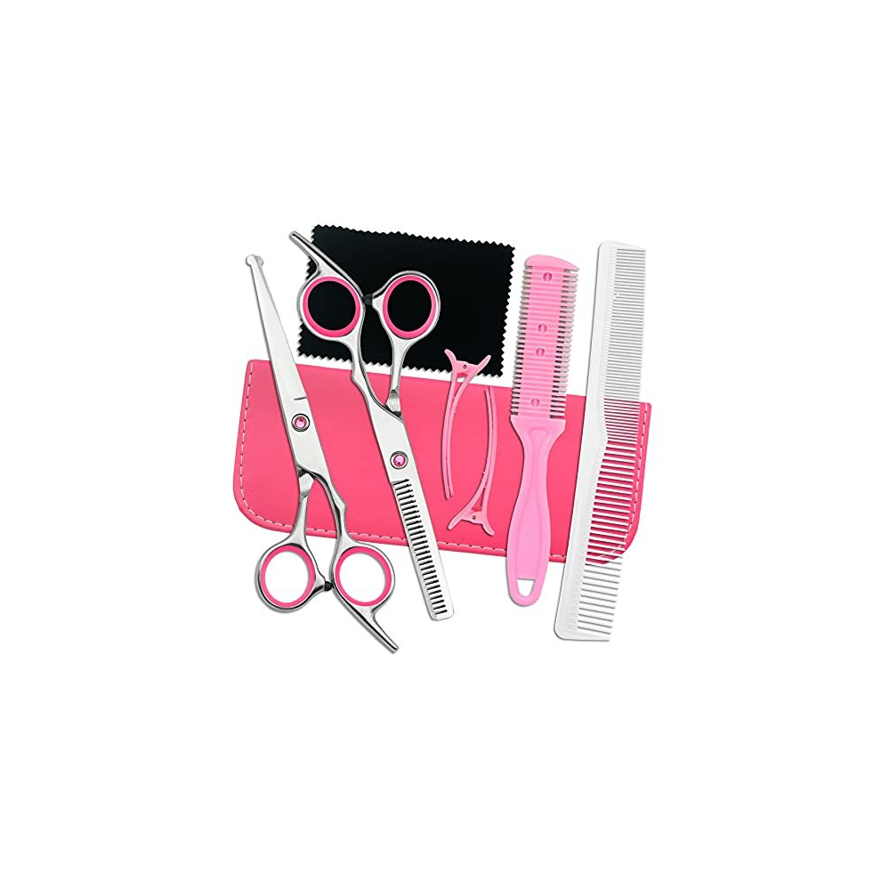 Ligicky Baby Hair Cutting Scissors Set Professional Safety Round Tip Stainless Steel Hair Thinning Shears Bang Hair Scissor For Kids/Salon/Home
