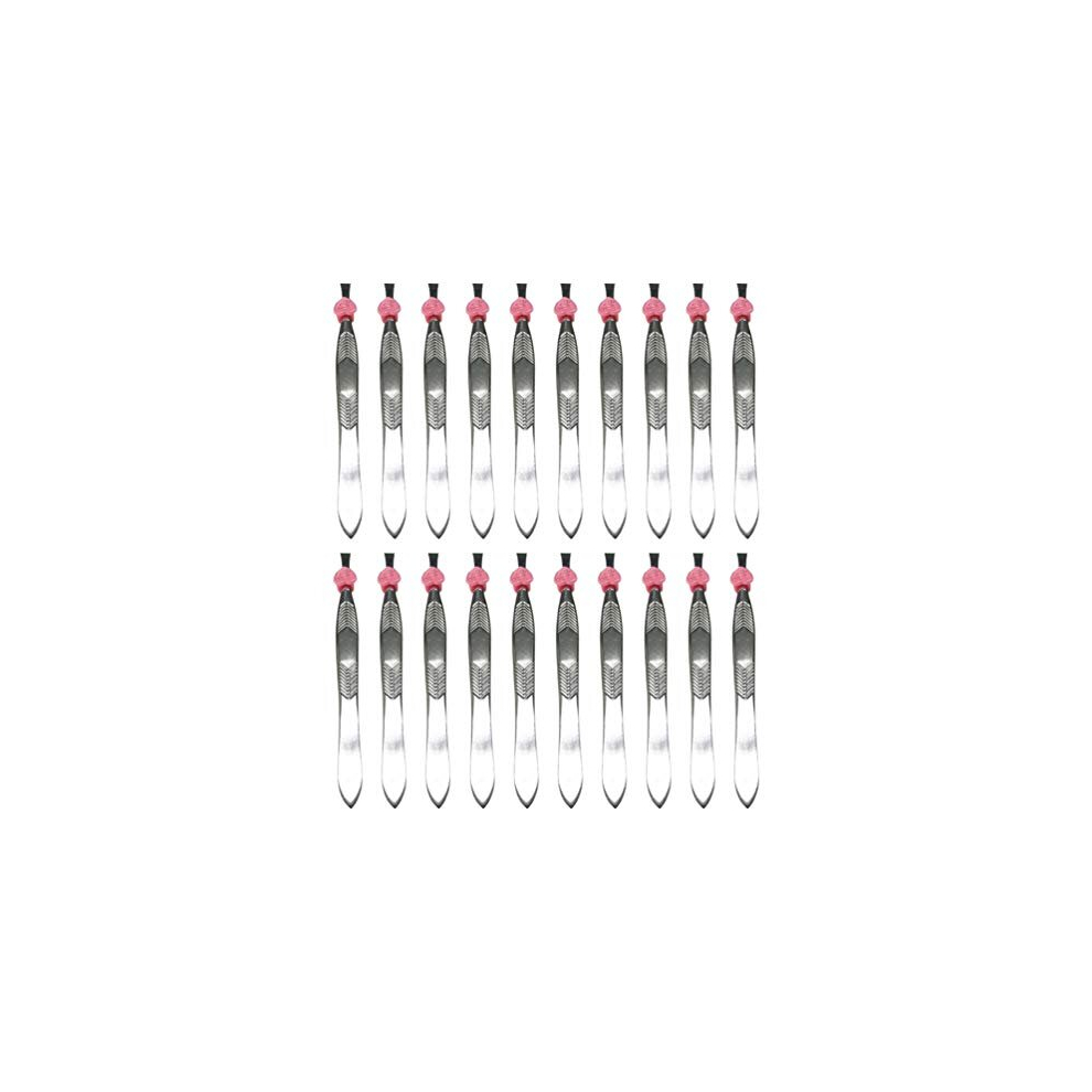 Lurrose Silver 24Pcs Flat Tip Tweezers Stainless Steel Eyebrow Tweezer Hair Plucker For Hair And Eyebrows