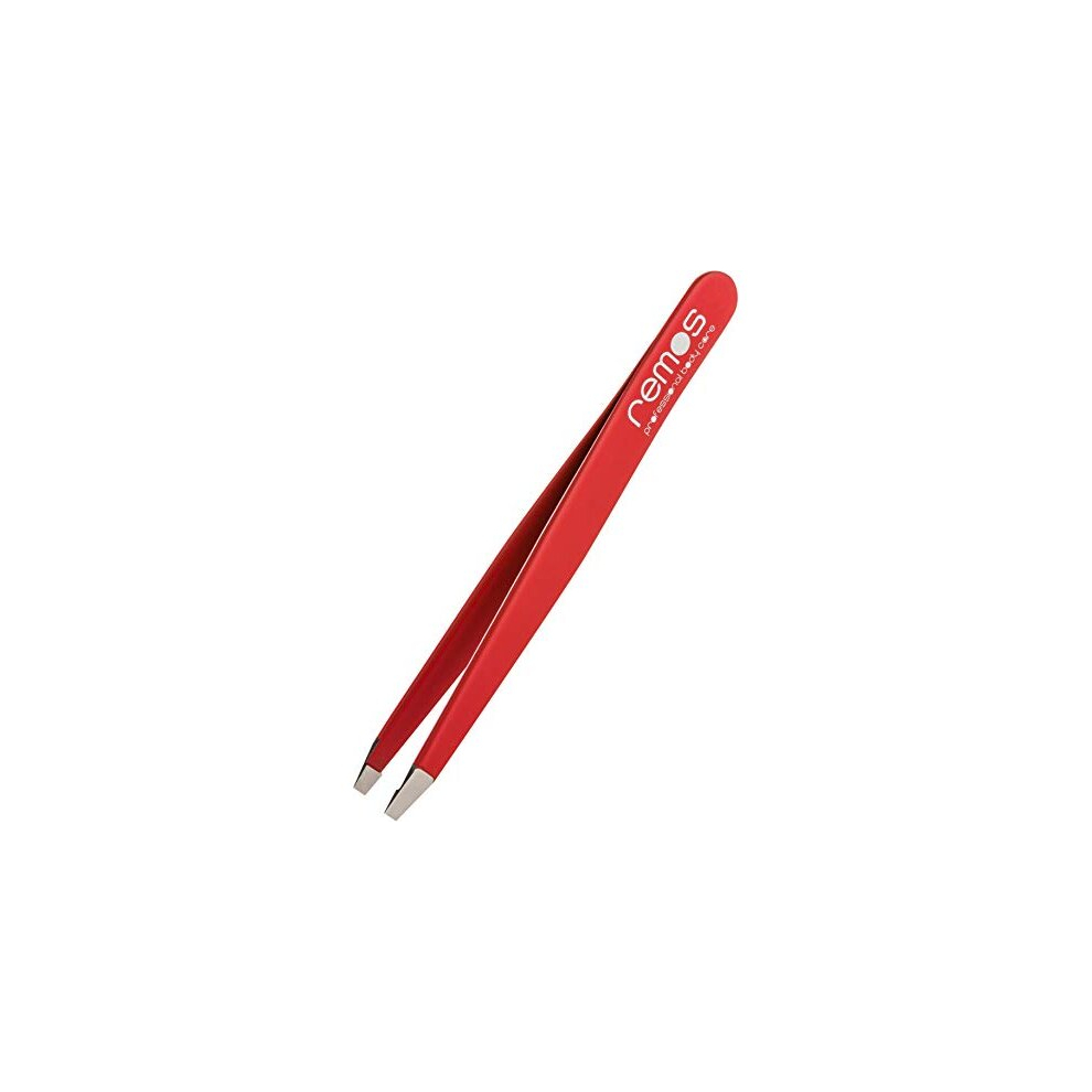 Remos Professional Body Care Red Remos Professional Eyebrow Tweezers With Straight Tip - Stainless 9.5 Cm In