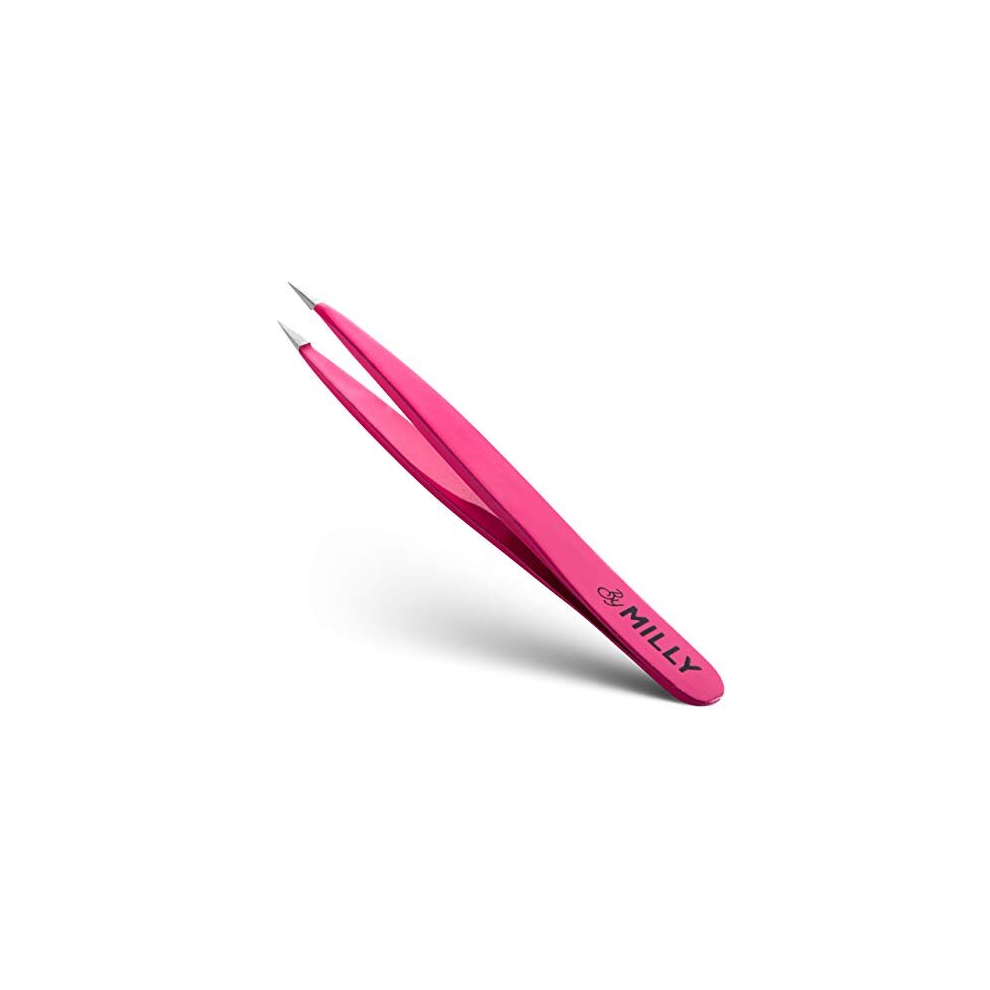 By Milly Pointed Tweezers - Hammer Forged 100% German Steel, Point-Tip Precision Tweezers For Ingrown Hair, Eyebrows, Facial Hair, Splinters, Glass Removal