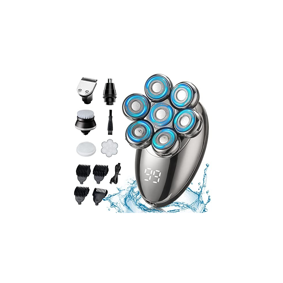 Head Shavers for Men, 7D Electric Mens Head Shaver 5-in-1 Cordless Head Shavers for Bald Men with LED Display, Mens Shavers IPX7 Waterproof Wet Dry
