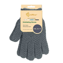Evridwear Exfoliating Dual Texture Bath Gloves for Shower Spa Massage and Body Scrubs Dead Skin Cell Remover Gloves with hanging loop (1 Pair