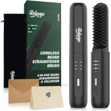 Beard Straightener Brush, REHOYO Cordless Hair Straightening Comb with Different 3 Temperature, Rechargeable Anti-Scald and Auto-Off of Portable Hair