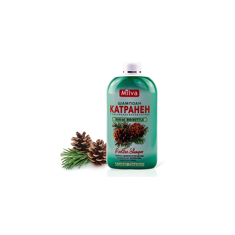 Milva Pine Tar Shampoo For Seborrheic Dermatitis - 500Ml Natural Dandruff Shampoo - Anti Dandruff Shampoo - Psoriasis Shampoo - Solution For Dry Itchy And