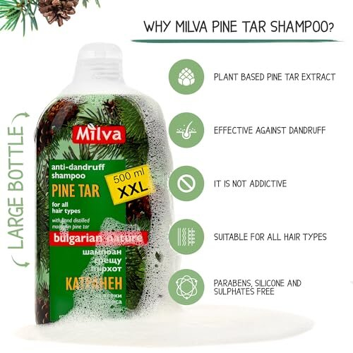 Pine Tar Shampoo for Seborrheic Dermatitis 500ml Natural Dandruff