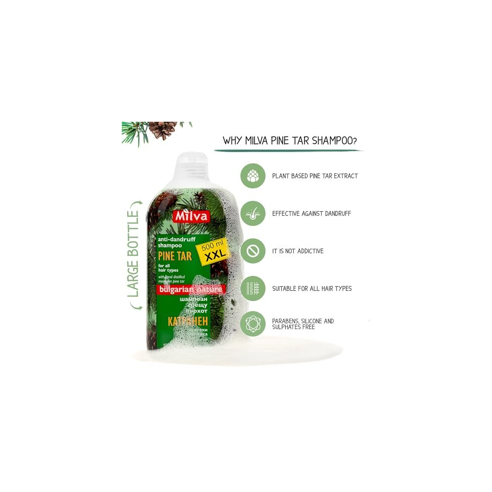 Pine Tar Shampoo for Seborrheic Dermatitis 500ml Natural Dandruff