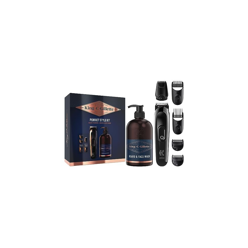 Men's Perfect Style Beard Kit Gift Set with Trimmer and Beard and Face Wash