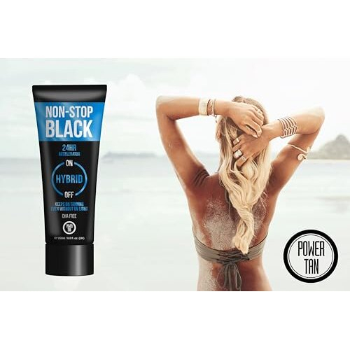 Power Tan Non-Stop Black (χωρίς DHA) υβριδική UV λοσιόν επιταχυντή μαυρίσματος 250ml 1