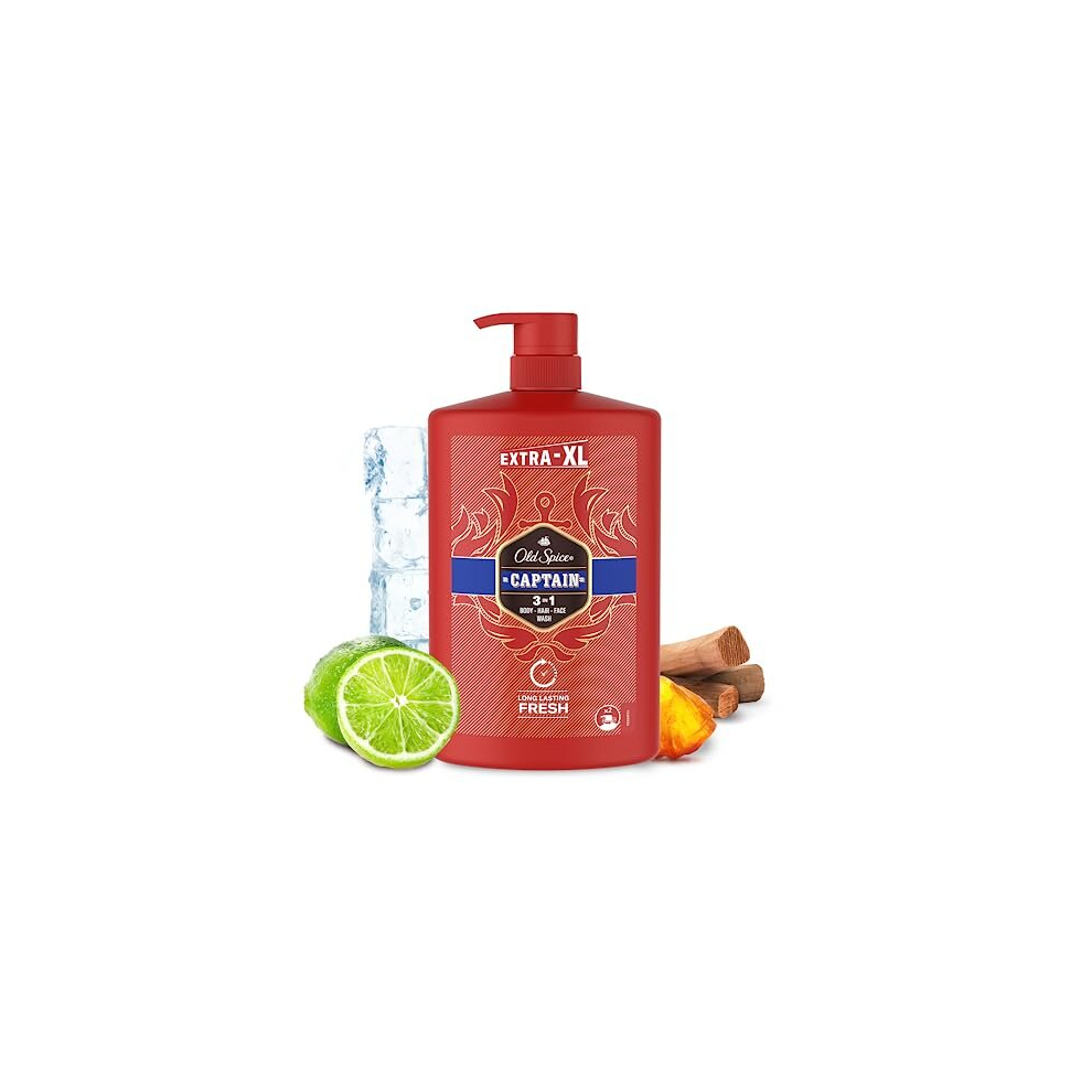 Old Spice Captain Shower Gel Men 3-in-1 Mens Shampoo Body Hair Face Wash, 1000ml - Image 10