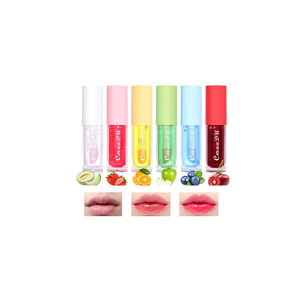 Hydrating Lip Glow Oil 6 Pack Moisturizing Lip Balm Fruit-Flavored Lip Gloss Set Lip Care Kit