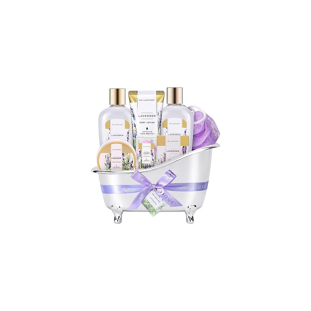 Spa Luxetique Lavender Pamper Gifts For Women, 8Pcs Bath Set For Women Gifts, Spa Gifts Set With Bubble Bath, Body Lotion, Relaxing Gifts For Women, Birthday Gifts