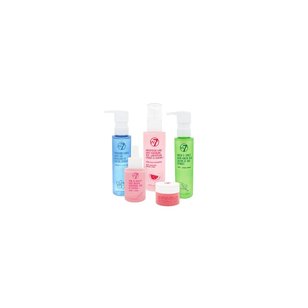 W7 Self-Care Skincare Gift Set - Moisturiser, Serum, Toner, Cleanser & Lip Mask - Skin Care Kit For Natural, Beautiful Skin
