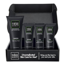 Tiege Hanley Set de Soins pour Hommes, Routine Essentielle (Niveau 1) - Nettoyant, Gommage & Hydratant