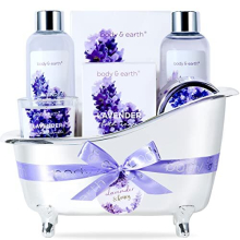 Spa Gifts Set for Women,7pcs Lavender Bath Sets for Women Gifts Scented Candle, Shower Gel, Bath Salt, Bubble Bath, Body Lotion Pamper Gifts Sets