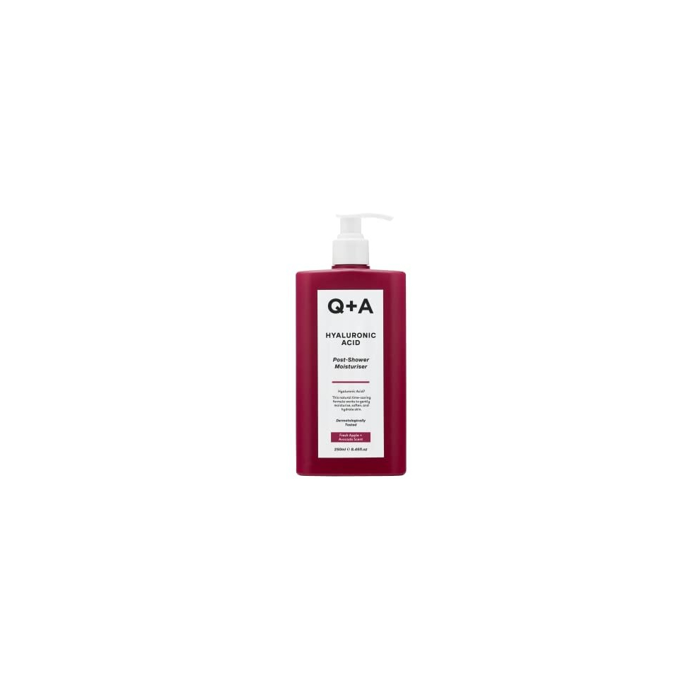 Q+A Hyaluronic Acid Post-Shower Moisturiser For Hydrating Body Care, Blend Of Nourishing Avocado And Hazelnut Oils, Hyaluronic Acid And Prebiotics To