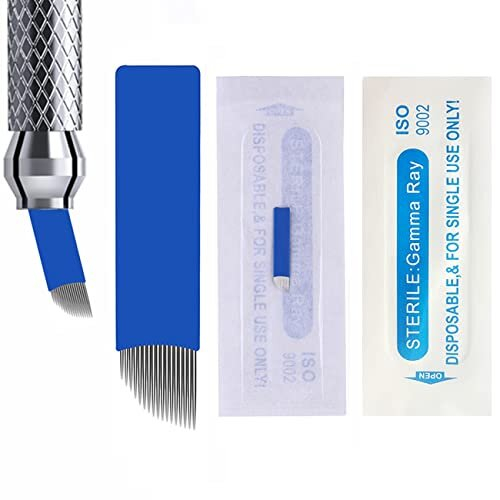 30Pcs Disposable Eyebrow Microblading Needles,Lip Tattooing Microblades Permanent Makeup Blades for Single Use Only (18needle)