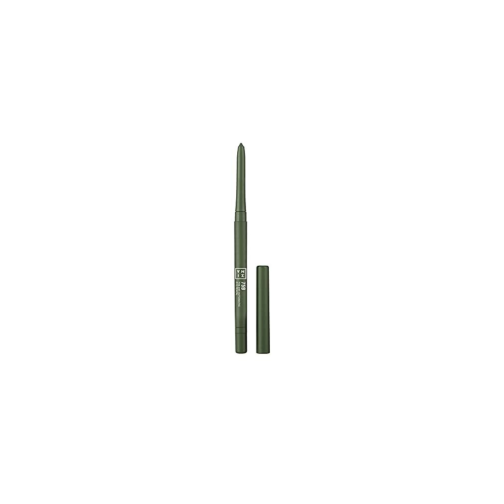 3Ina Green The 24H Automatic Eye Pencil 759 Olive - Waterproof, Long-Lasting, Pigmented, Creamy, Sharpener & Brush - Vegan Cruelty-Free