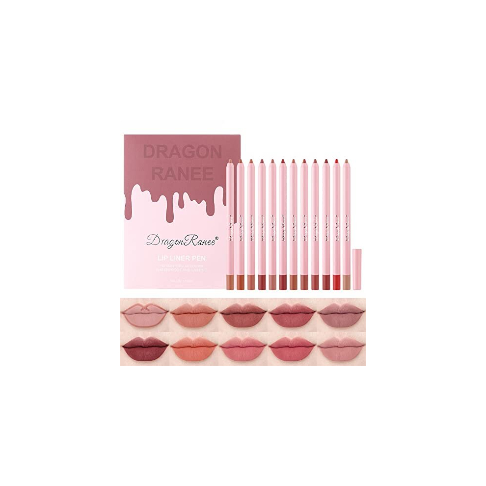 Dulele 12 Colors Matte Lip Liner Set, Professional Makeup Slim Lipstick Pen, Moisturising & Smooth Lip Pencils, High Pigmented Longwear Rich Creamy Lip