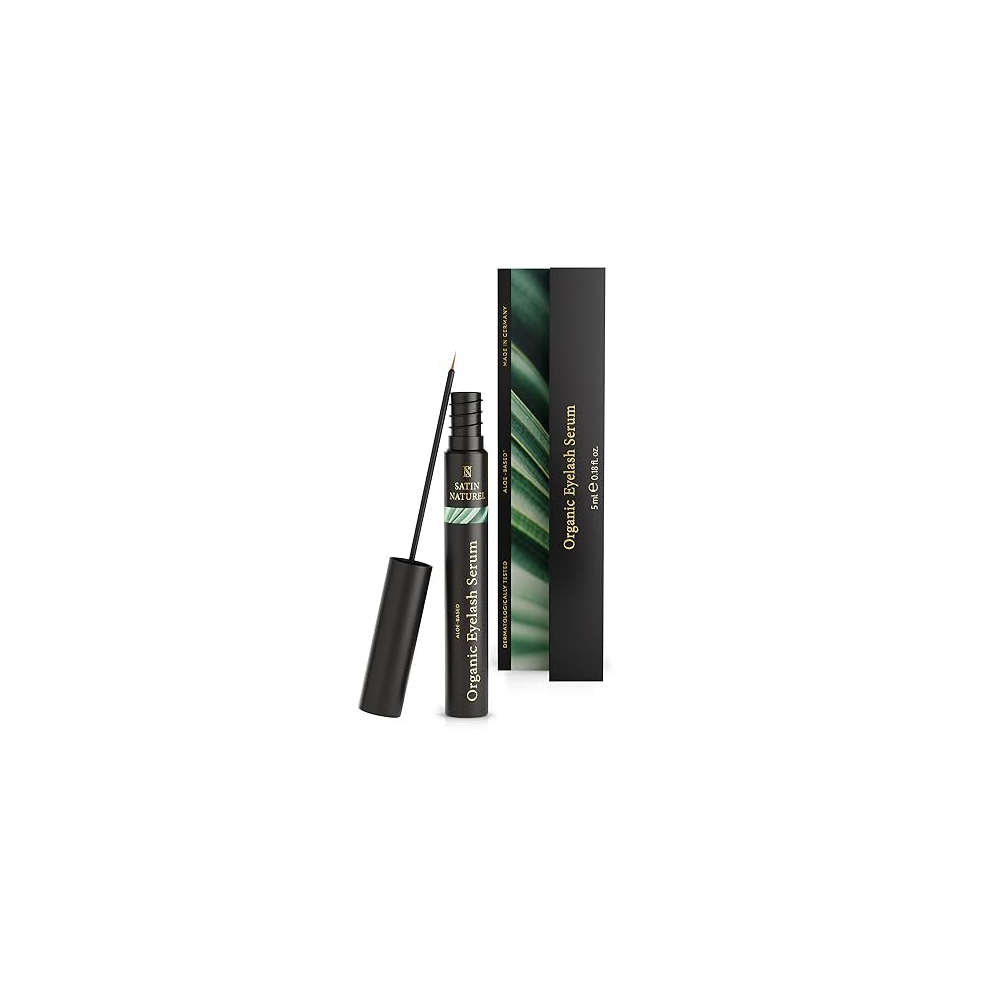 Satinnaturel Organic Eyelash Growth Serum 5Ml, Innovative Formula With Aloe Vera + Peptides For Eyelash Serum And Eyebrow Growth Serum - Hormone Free - Eye Lash