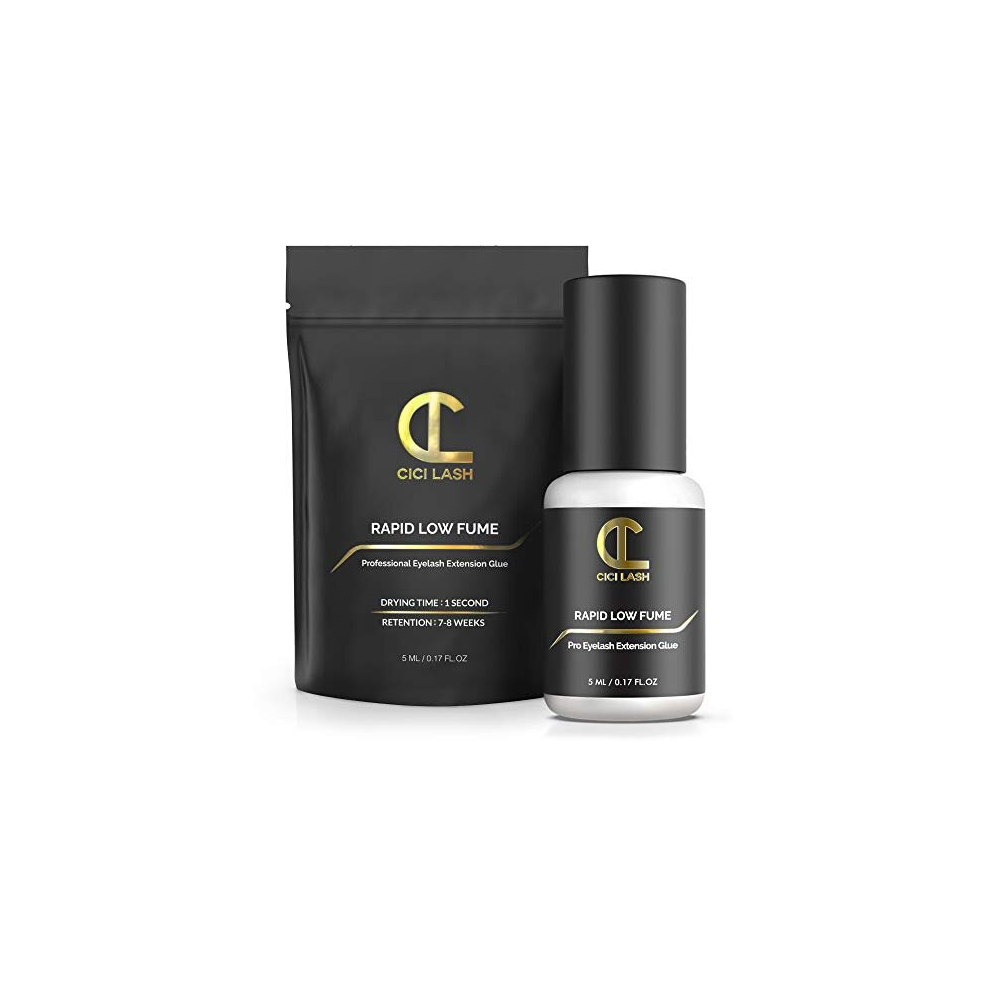 Cici Lash Rapid Low Fume Eyelash Extension Glue For Professionals - Maximum 8 Week Retention / 1 Second Drying Time Semi Permanent Individual/Volume Lash