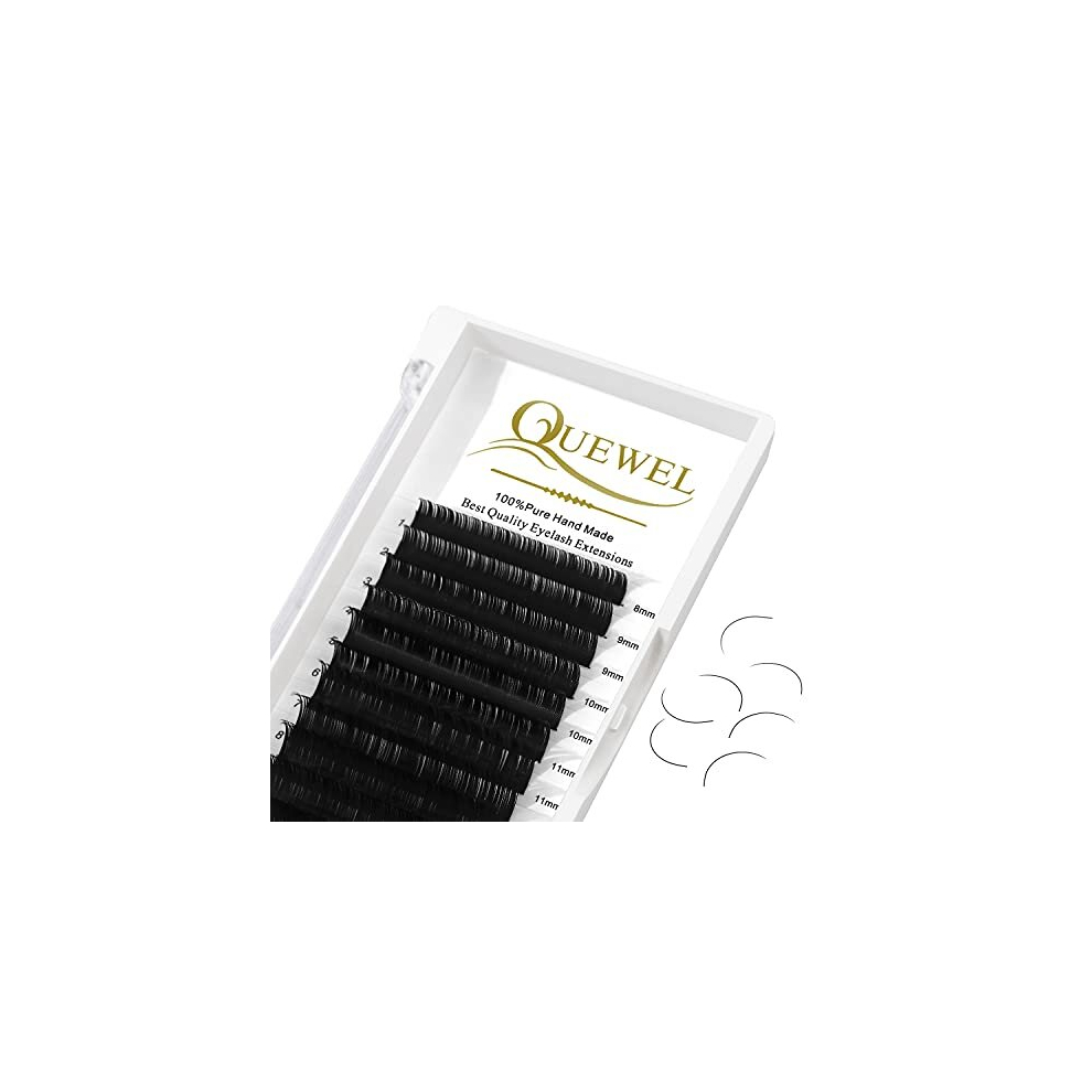 Quewel Black Eyelash Extensions 0.20 D Curl Mix8-14Mm Classic Eyelash Extensions Eyelash Individual Lashes Lash Extension Russian Matte Tray