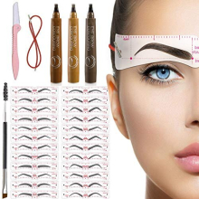 24 Styles Eyebrow Stencils for Beginners, Reusable Eyebrow Shaper Kit with 1 Brow Brush 1 Eyebrow Razor Trimmer and 3 Pens, Eyebrow Kit for 3 Minutes