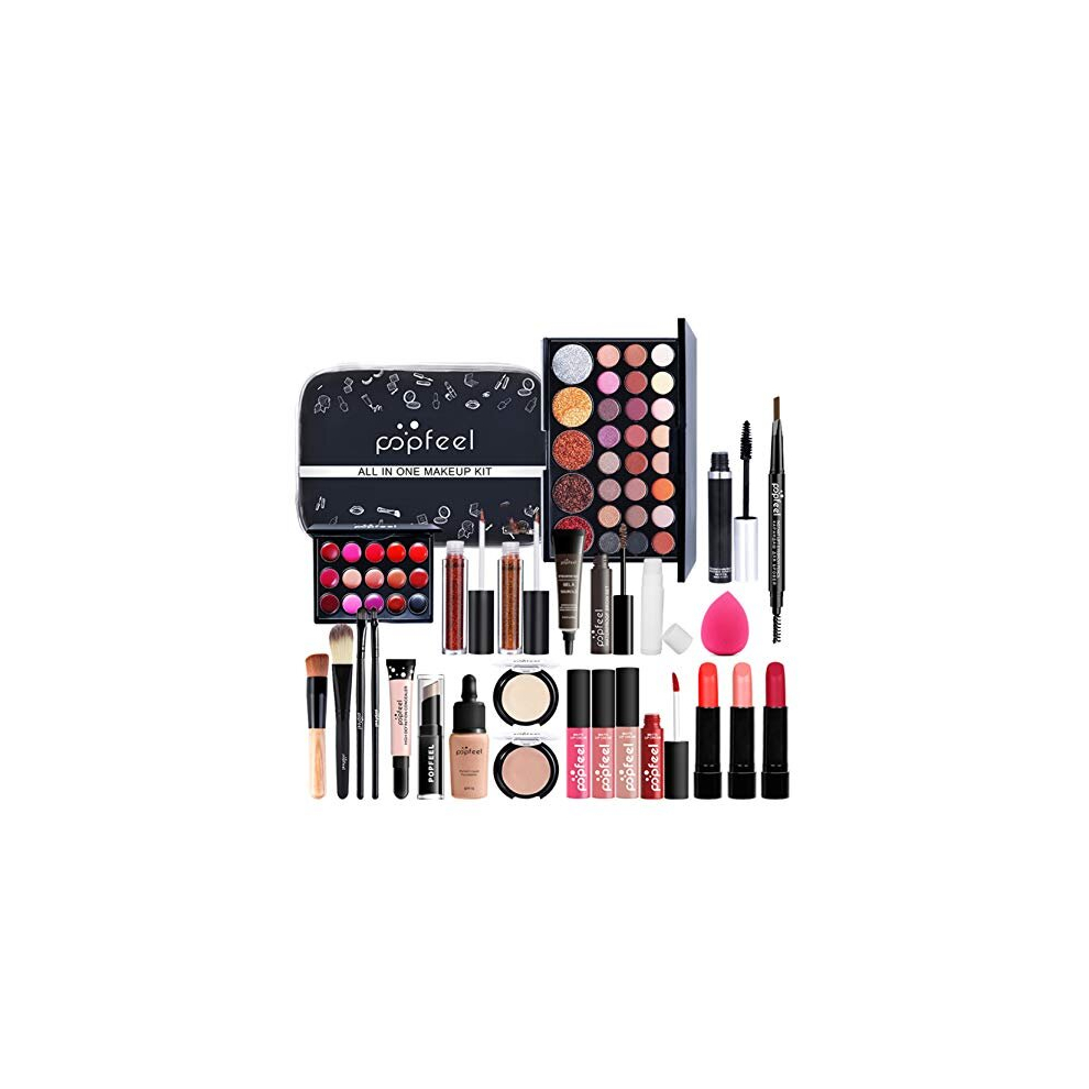 All-In-One Makeup Kit, 30 Pcs Complete Makeup Gift Set Full Kit Combination with Eyeshadow Blush Lipstick Concealer etc, Essential Starter Bundle for