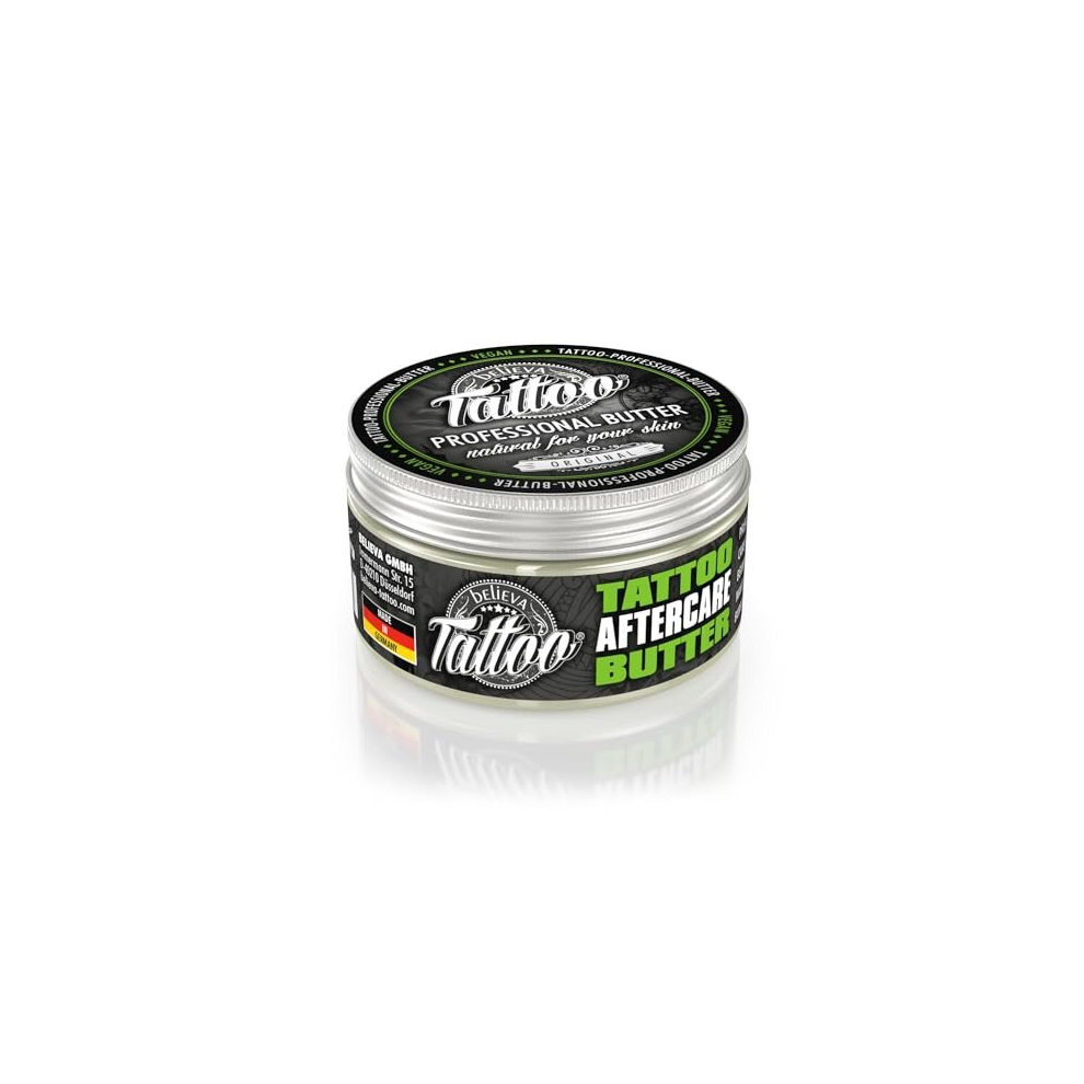 Believa Tattoo - Professional Butter Care For Your Tattoo - 100% Vegan Tattoo Care - Tattoo Balm For Use Before, During And After Tattooing - Made In Germany - 100Ml